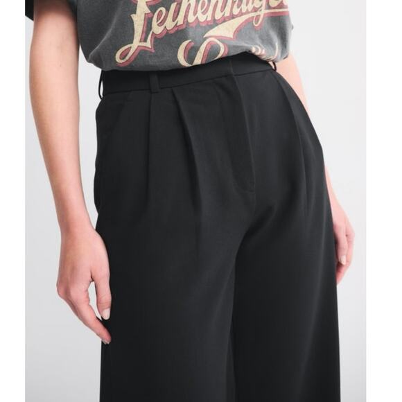 Abercrombie and Fitch A&F Sloane Tailored Wide Leg Pant in black size 12L/ 31 - Picture 2 of 11